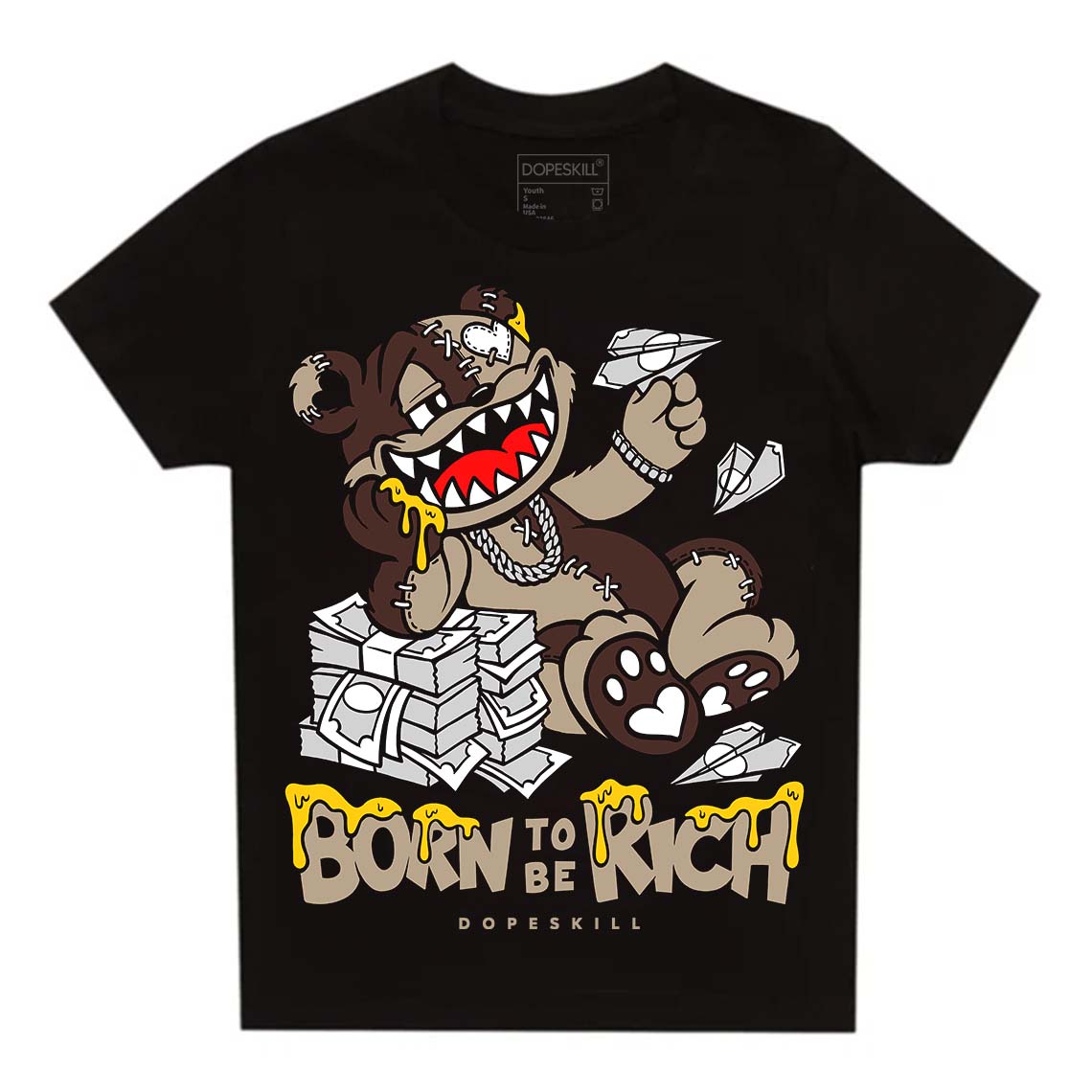 Latte 1s DopeSkill Toddler Kids T-shirt Born To Be Rich Graphic
