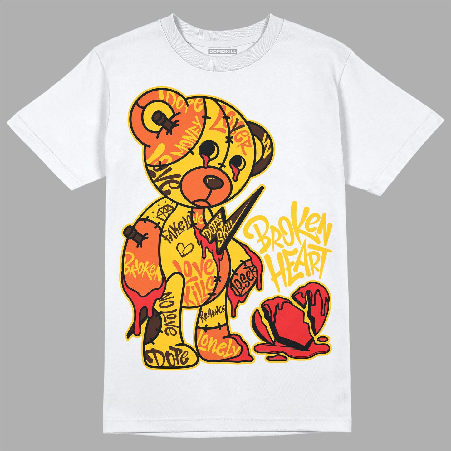 Yellow Collection DopeSkill T-Shirt Broken Heart Graphic