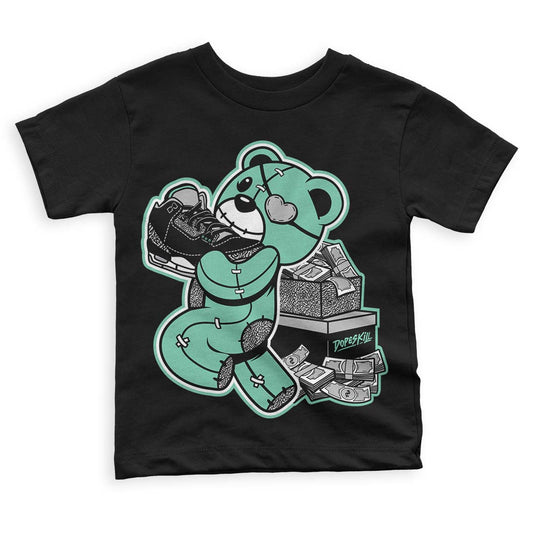 Green Glow 3s DopeSkill Toddler Kids T-shirt Bear Steals Sneaker Graphic