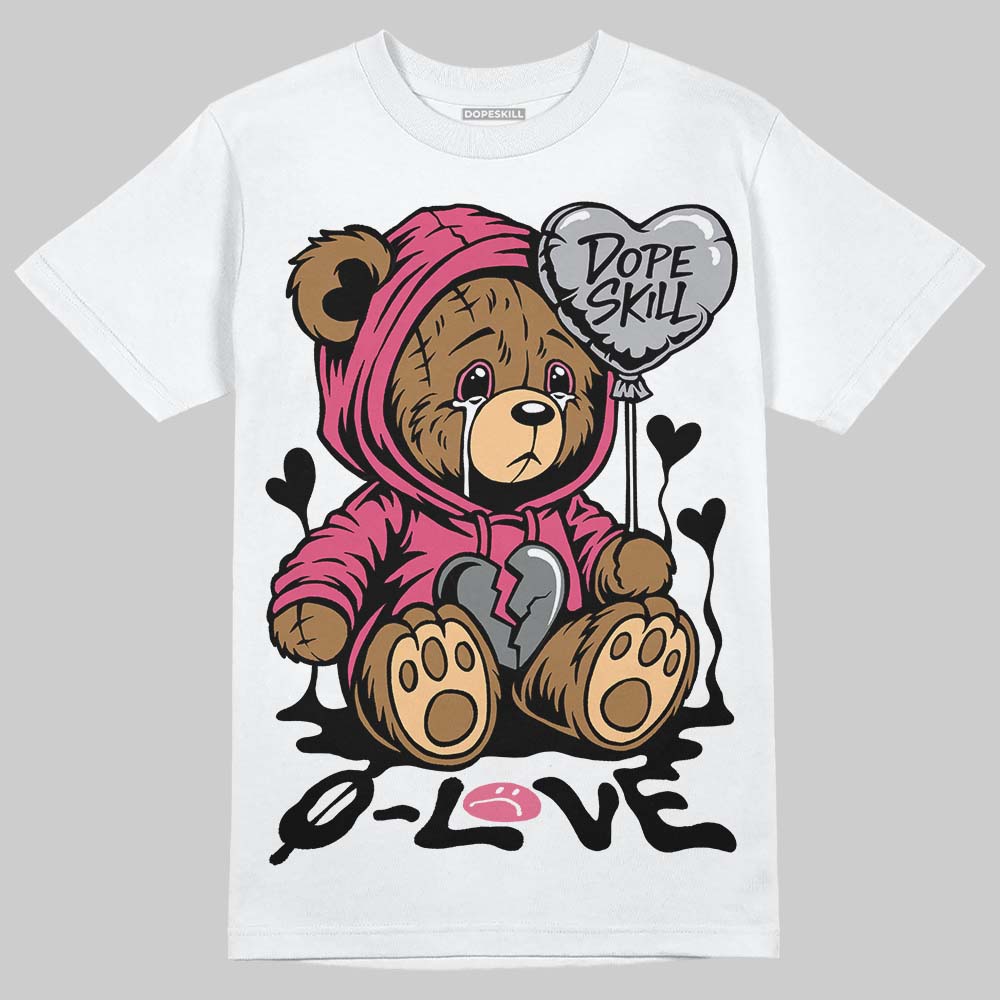 White Fluo Pink DopeSkill T-Shirt Broken Bear Graphic