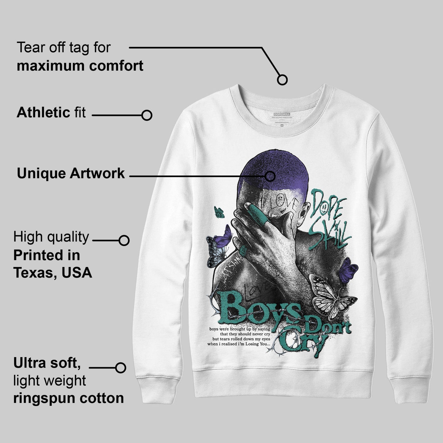 Grape 5s DopeSkill Sweatshirt Boys Don't Cry Graphic