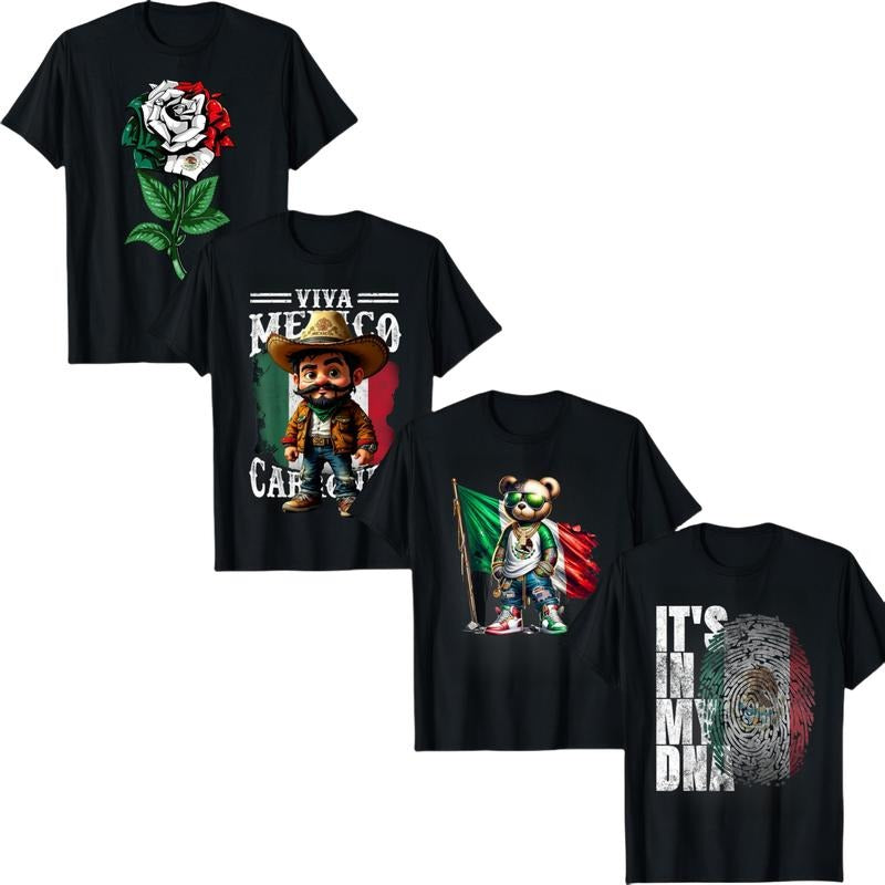 4pc Collection Tshirt Mexican-Inspired Cotton Graphic Tee with Bold & Unique Designs for Men, Funny Shirts, Meme...
