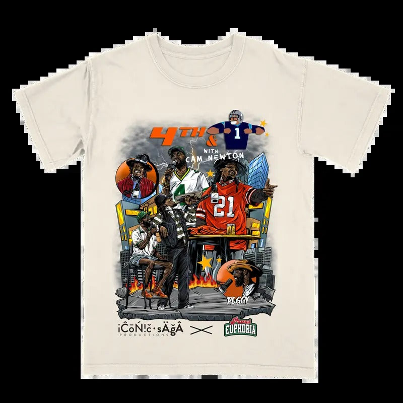 4th And 1 With Cam Newton Off-White Tee Gift For Fan - Men's Casual T-shirt - Menswear Hoodie, Sweatshirt | HypeCrazeTee.com