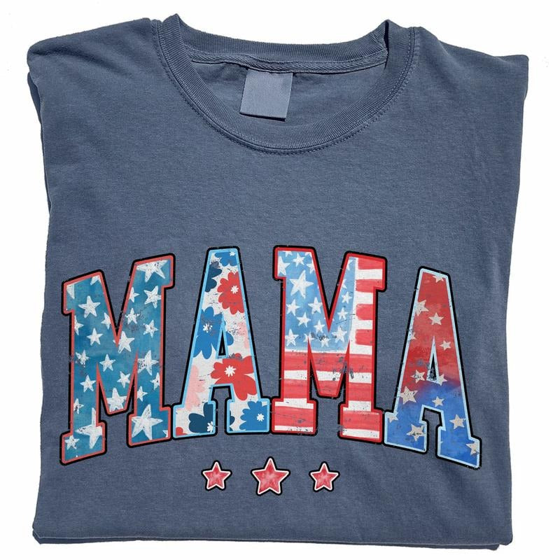 4th Of July Mama Shirt Vintage, Retro American Mama Tee, 4th Of July Vintage Pattern Shirt For Mom, Fourth Of July Mama...