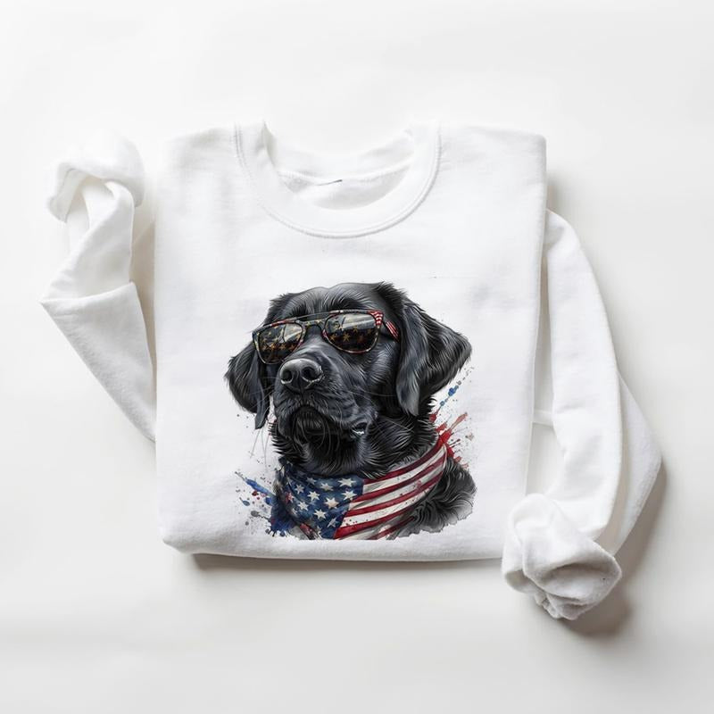 4th of July shirt Black Labradors and USA Flag Unisex Hoodie Sweatshirts Independence Day Retro and National Hunting Day...