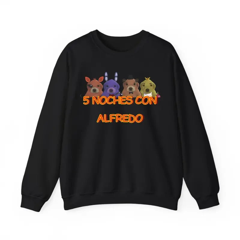 5 Noches Con Alfredo Sweatshirt, unisex t shirt Sweatshirt Menswear Hoodie Medium Sport Sweaters T-Shirt | HypeCrazeTee.com