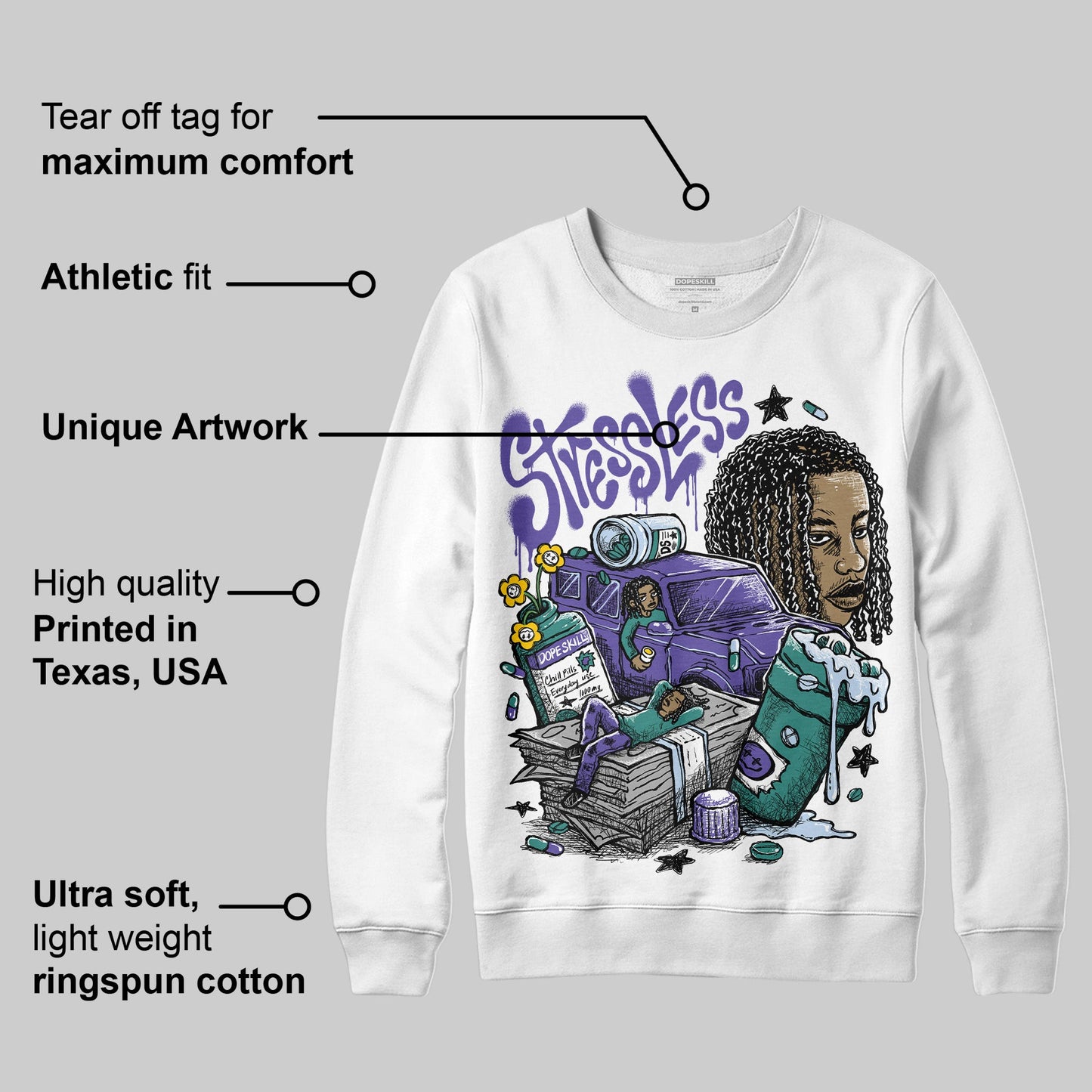 Grape 5s DopeSkill Sweatshirt Stressless Graphic