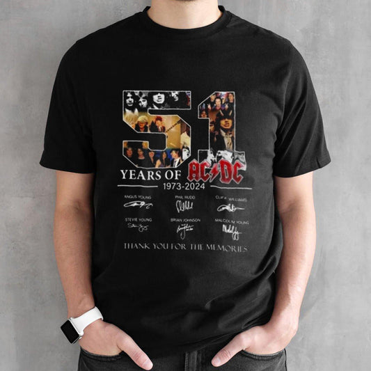 51 Years Of ACDC 1973-2024 Signatures T-shirt