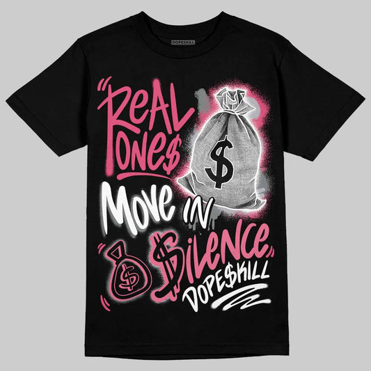 White Fluo Pink DopeSkill T-Shirt Real Ones Move In Silence Graphic