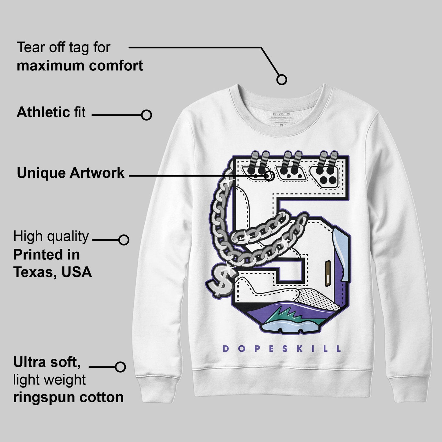 Grape 5s DopeSkill Sweatshirt No.5 Graphic
