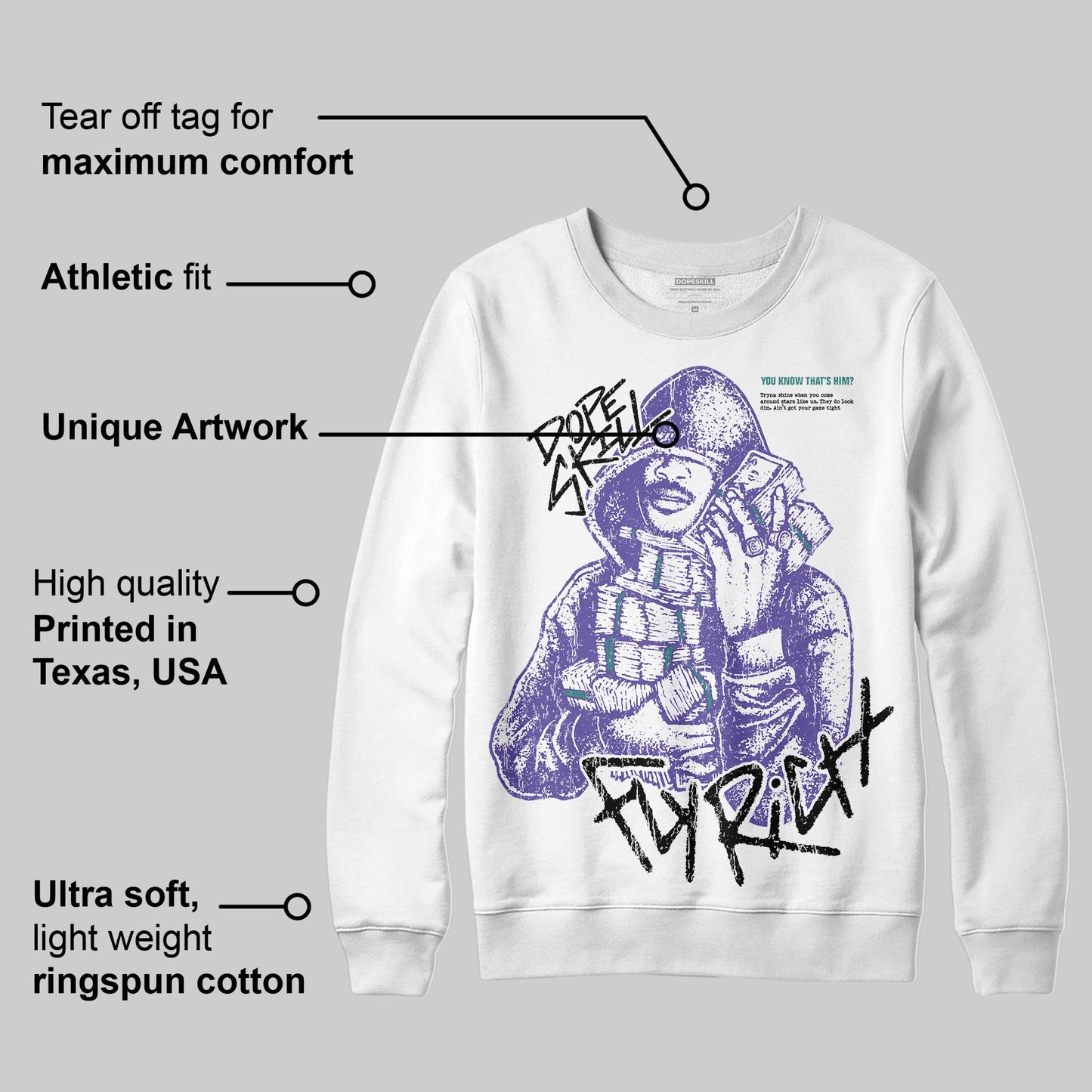 Grape 5s DopeSkill Sweatshirt Fly Rich Graphic