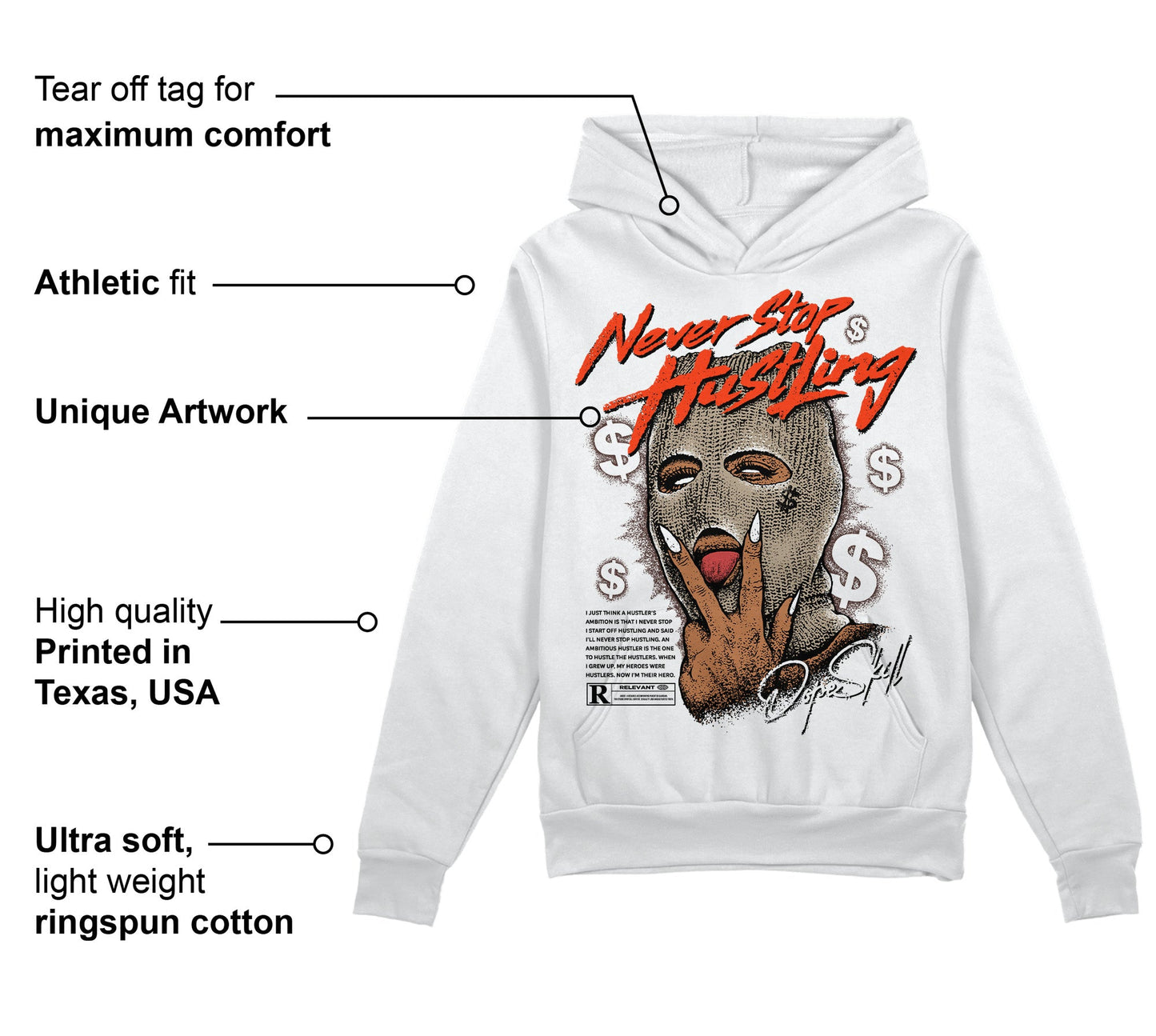 Latte 1s DopeSkill Hoodie Sweatshirt Never Stop Hustling Graphic