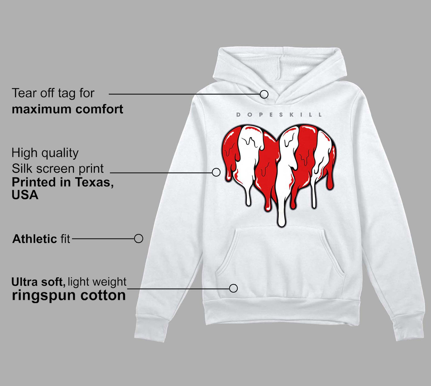 Gym Red 9s DopeSkill Hoodie Sweatshirt Slime Drip Heart Graphic