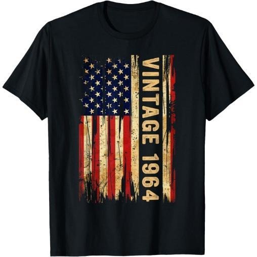 60 Years Old Vintage 1964 American Flag 60th Birthday Men T-Shirt Made in USA Hoodie, Sweatshirt | HypeCrazeTee.com