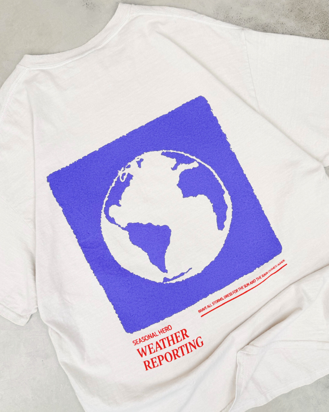 Seasonal Hero 'Weather Reporting' Vintage Washed Tee - Cream