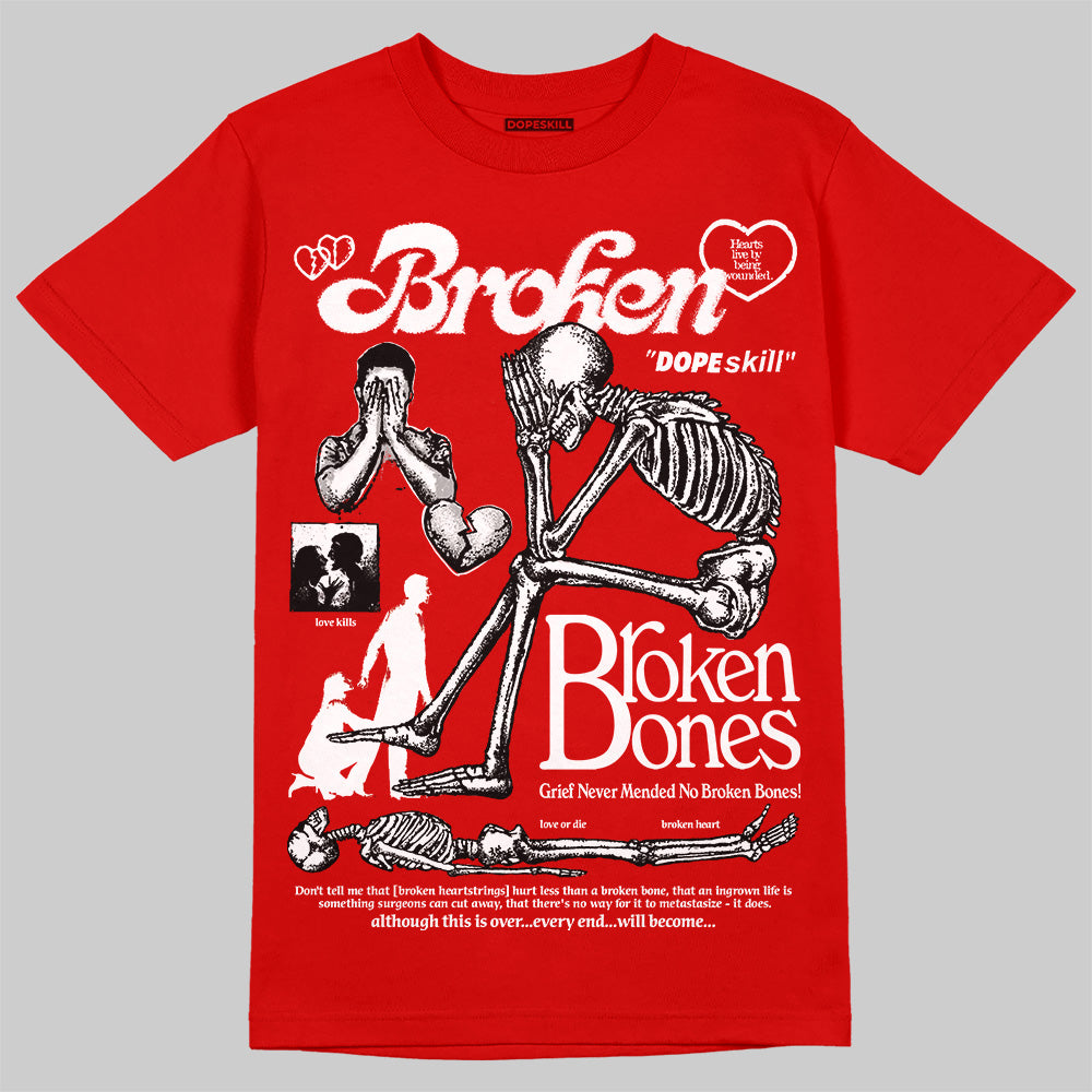 Bred Velvet 11s DopeSkill Red T-shirt Broken Bones Graphic