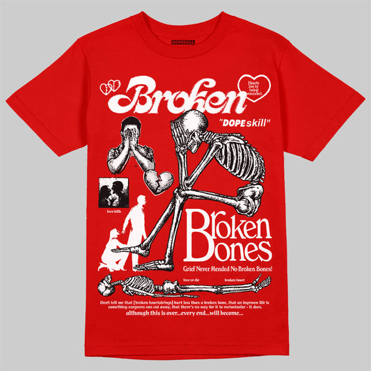 Bred Velvet 11s DopeSkill Red T-shirt Broken Bones Graphic
