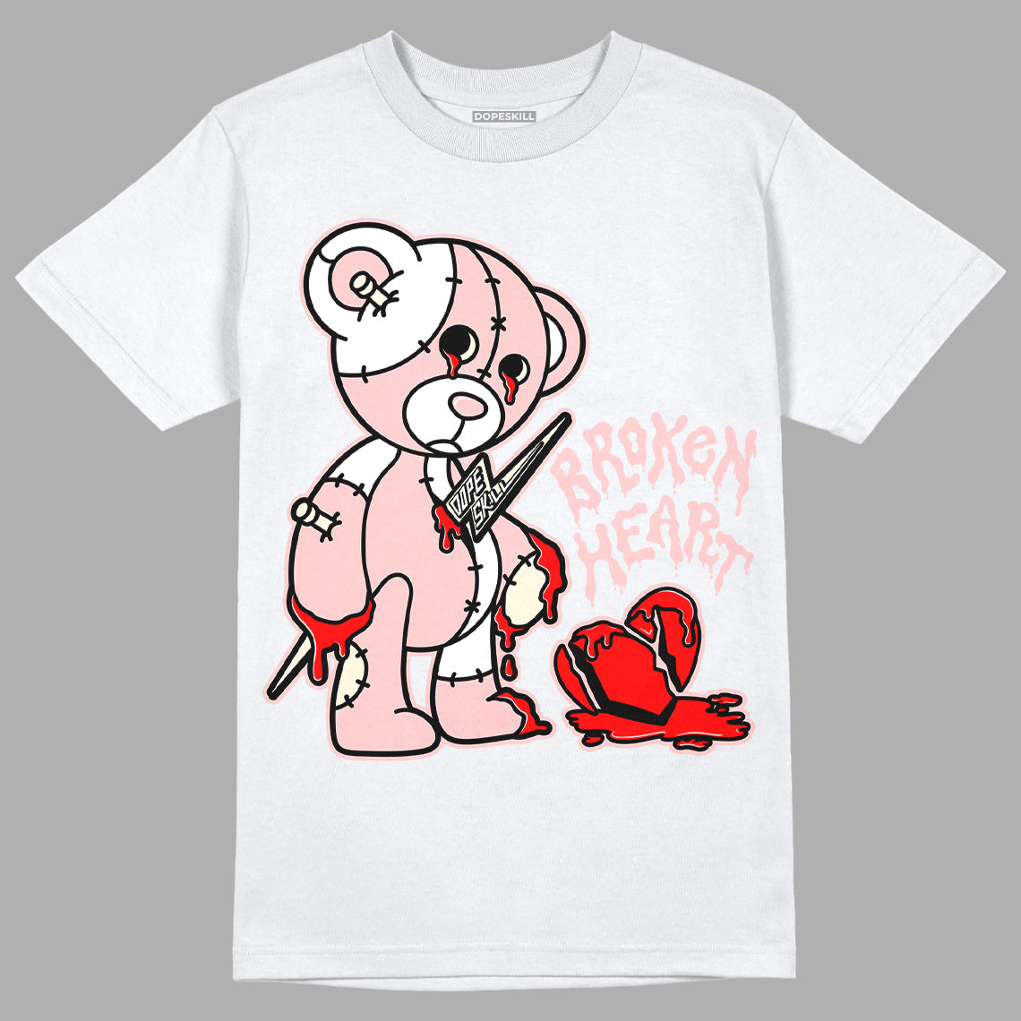 Washed Pink 1s Retro High OG DopeSkill T-Shirt Broken Heart Graphic