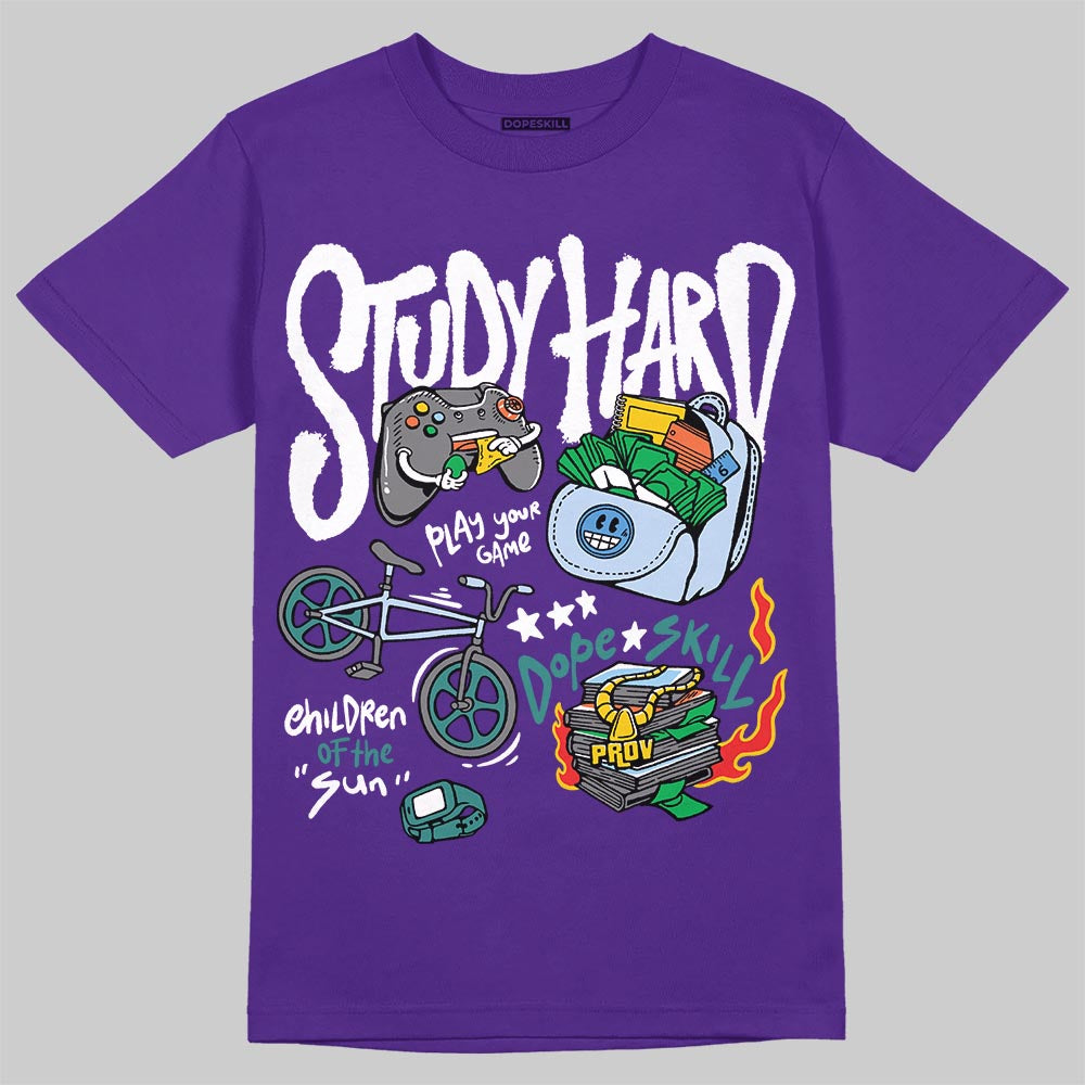 Grape 5s DopeSkill T-Shirt Study Hard Graphic