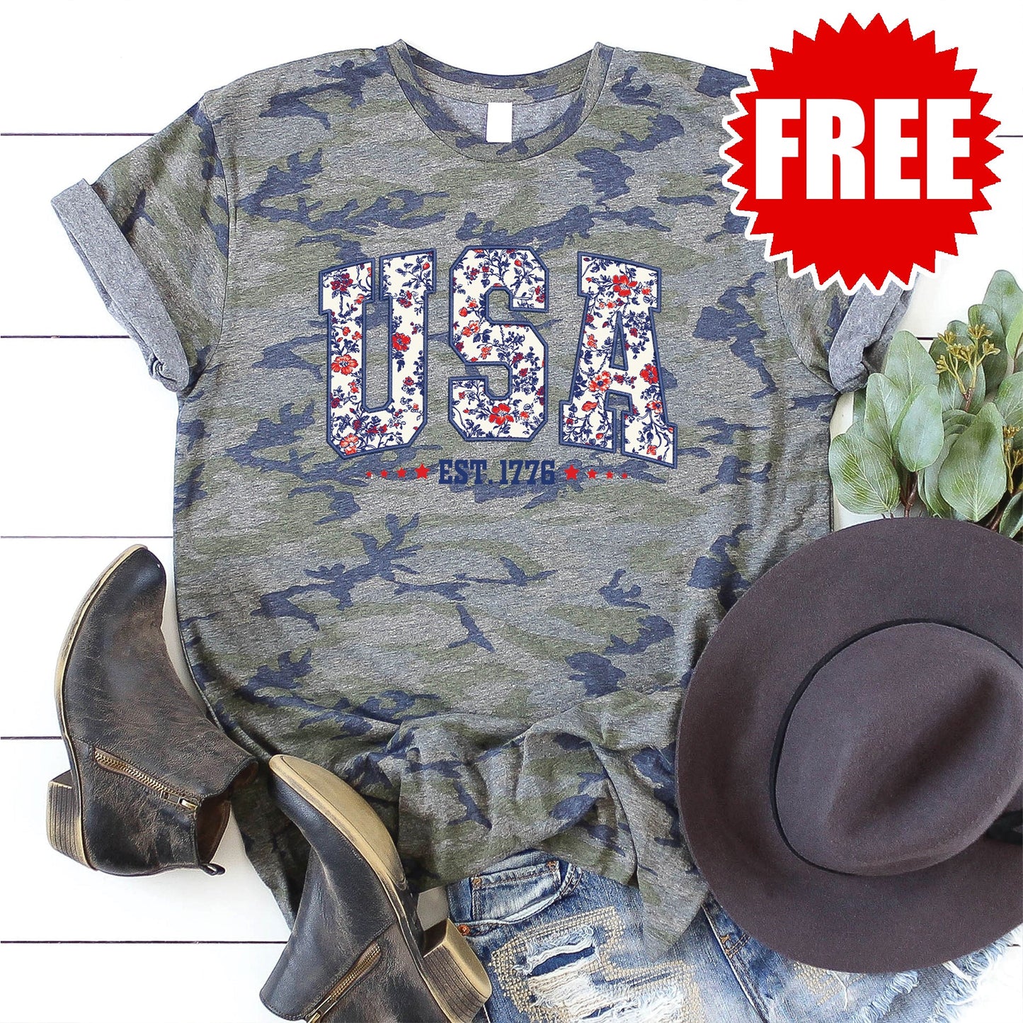 USA Tee - Vintage Camo - 0