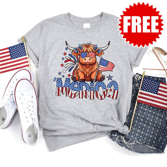 'Merica Tee - Heather Grey - 0