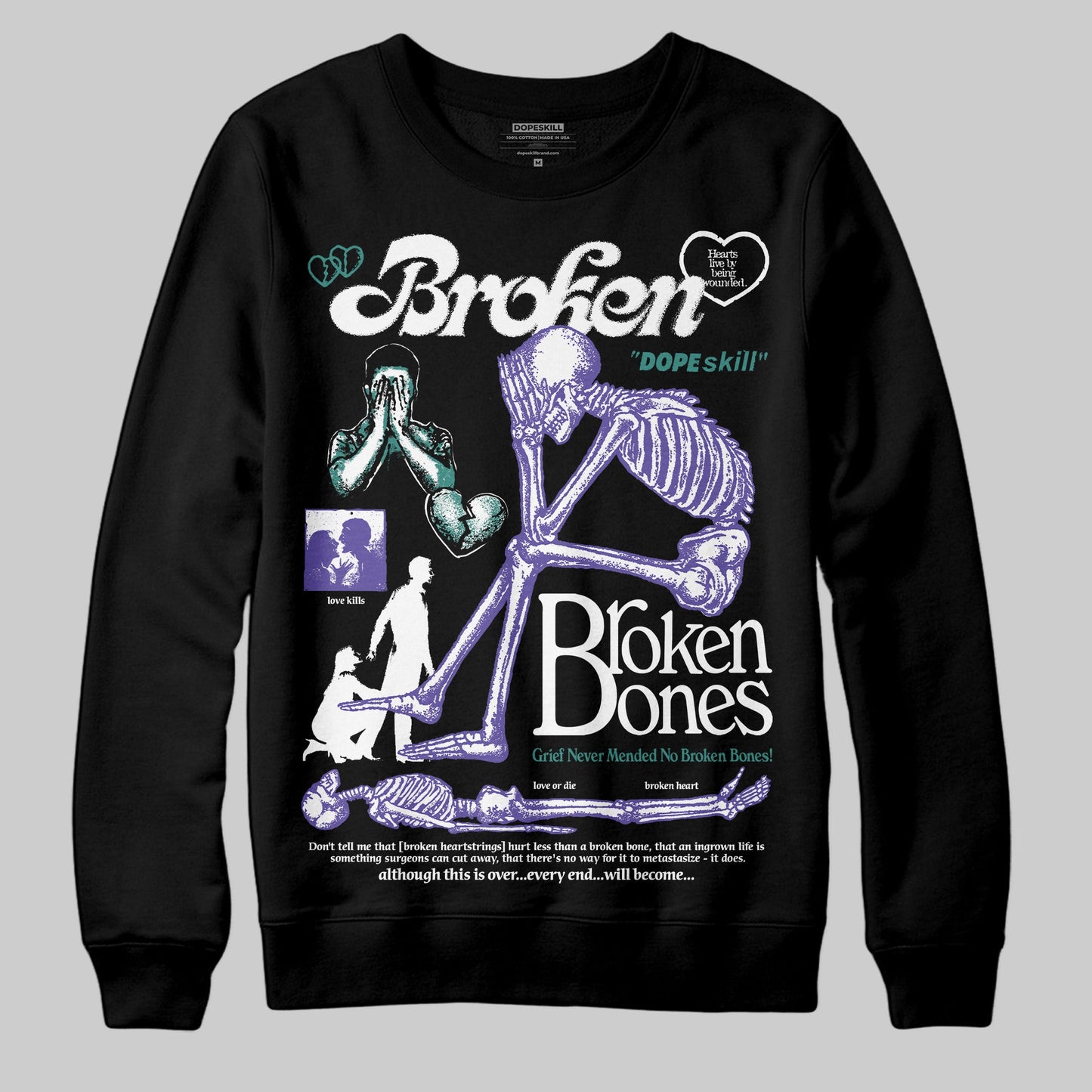 Grape 5s DopeSkill Sweatshirt Broken Bones Graphic
