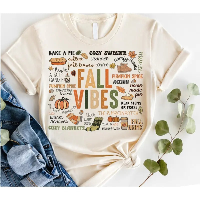 # 837 -  Fall Vibes - Print Unisex Crew neck Tee T-shirt Top Womenswear Hoodie, Sweatshirt | HypeCrazeTee.com