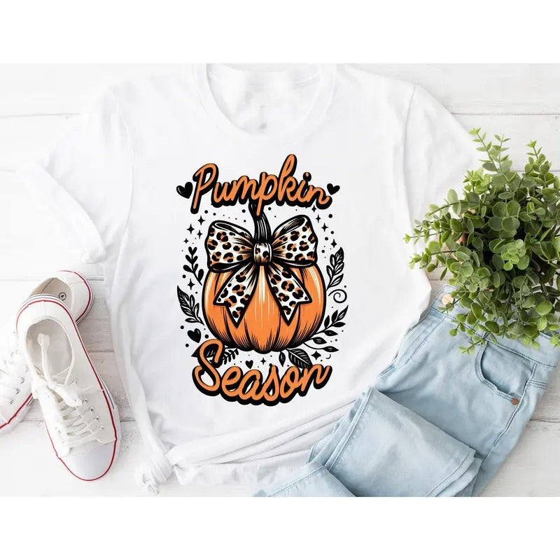 #846 - Pumpkin Season Autumn Halloween Fall - Print Unisex Crew neck Tee T-shirt Comfort Fabric Hoodie, Sweatshirt