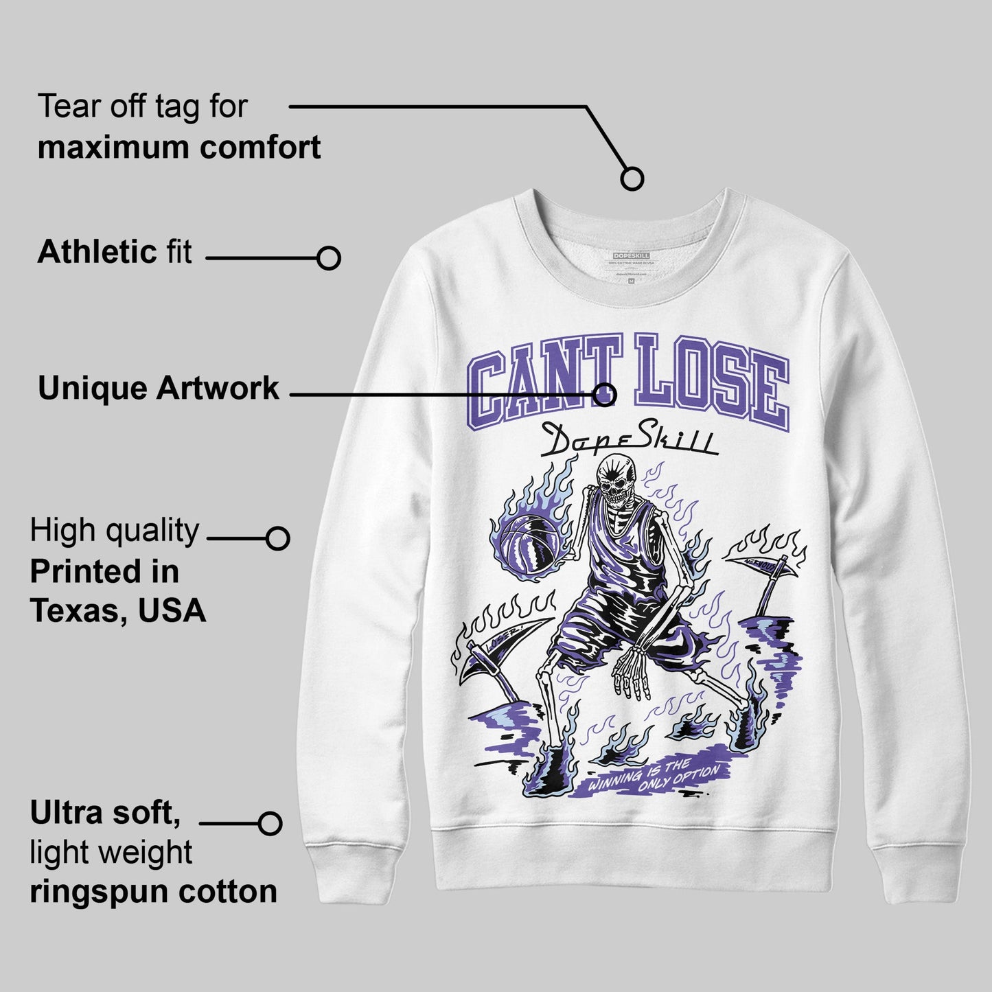 Grape 5s DopeSkill Sweatshirt Cant Lose Graphic