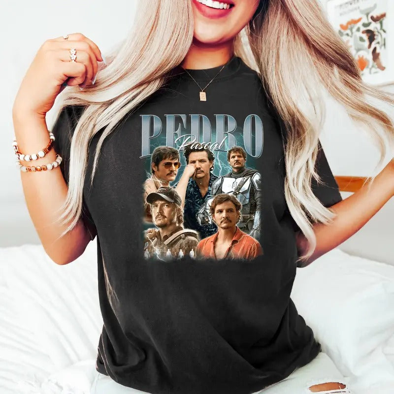 90s Retro Funny Pedro Pascall Tshirt Sweatshirt, Funny Pedro Pascall Sweater, Fans Gift, Tribute Celebrity Graphic Tee,...