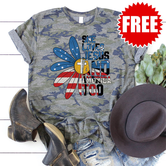 She Loves Jesus Tee - Vintage Camo - 0