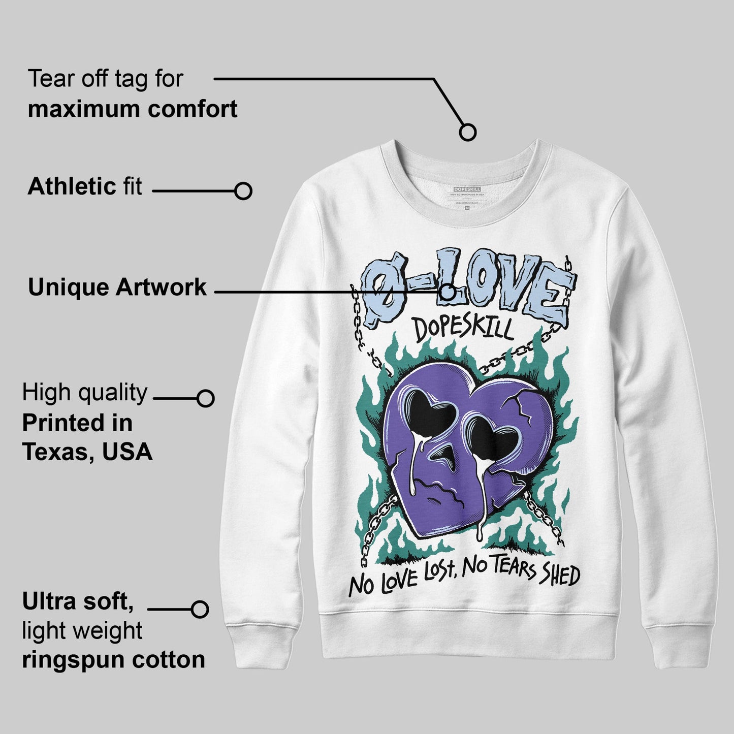 Grape 5s DopeSkill Sweatshirt Crying Heart Graphic
