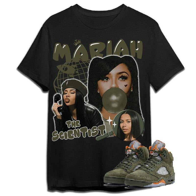 A J 5 Olive Unisex Shirt, Mariah TS, Shirt To Match Sneaker Color Black, Sweatshirt, Hoodie | HypeCrazeTee.com