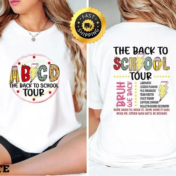 ABCD Back To School Tour shirt, Teacher Tour shirt, First Day Of School shirt, Kindergarten Teacher Gift, Retro...