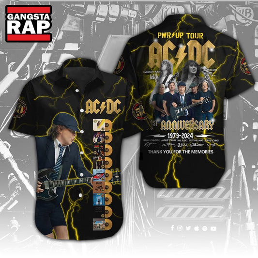ACDC Pwr Up Tour 51st Anniversary 1973-2024 Thank You For The Memories Signature Hawaiian Shirt - Gangstarap80S