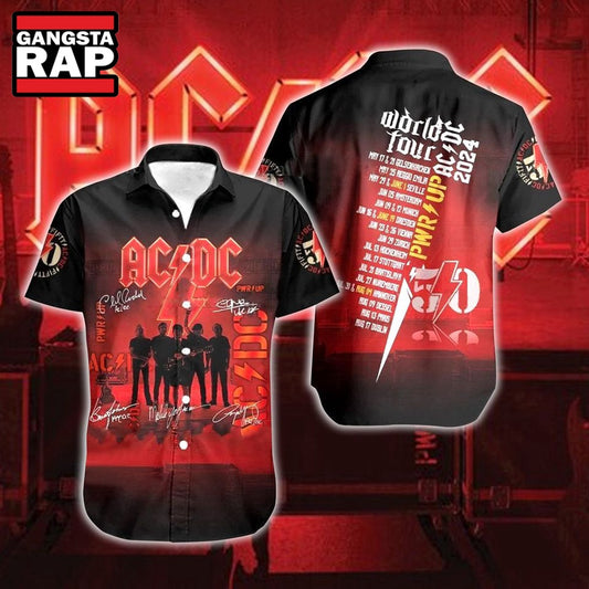 ACDC Pwr Up World Tour Hawaiian Shirt, Power Tour 2024 Hawaiian Shirt - Gangstarap80S