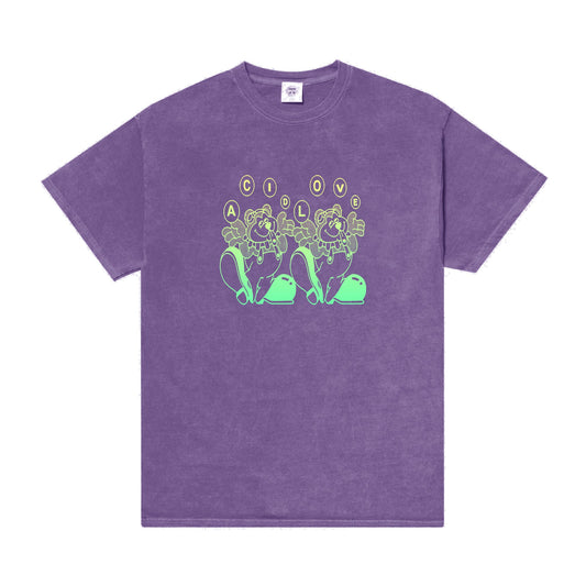 Acid Love 'Trippy Bear' Vintage Washed Tee - Purple