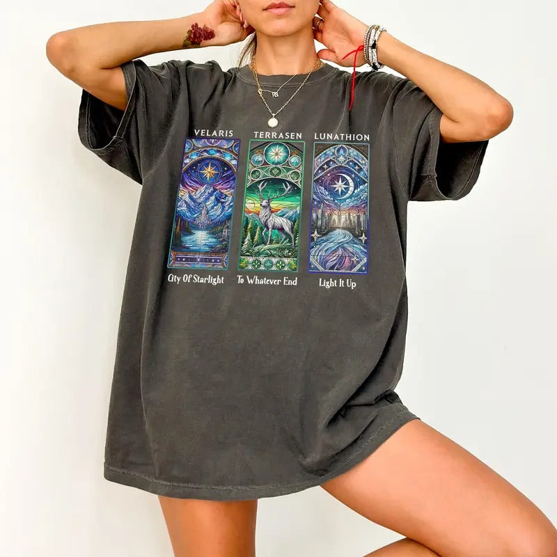 ACOTAR City Starlight Stained Glass Shirt Night Court Shirt Terrasen Shirt Lunathion Shirt SJM Bookish Shirt Book Lover T-Shirts, Hoodie, Sweatshirt