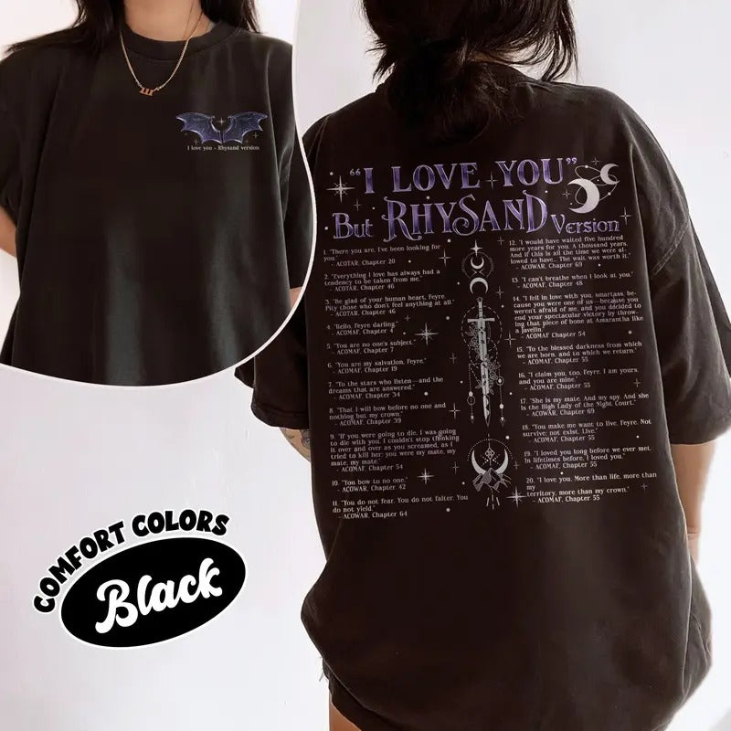 ACOTAR Rhysand Comfort Colors Shirt, Rhysand The Bat Boys T Shirt, I Love You In Book Quotes Tee, The Night Court Gift...
