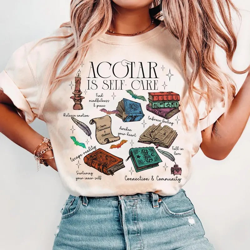 ACOTAR Shirt - Self-Care Crewneck for SJM Fans, Bookish Mental Health Shirt, Perfect Gift for Book Lovers Hoodie, Sweatshirt