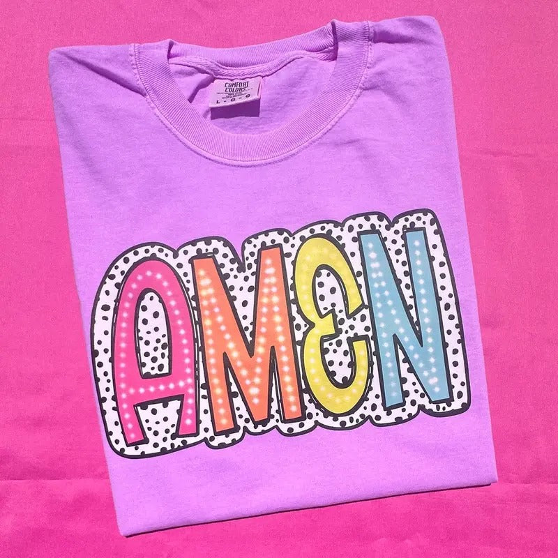 AMEN Neon Spotted Comfort Colors T-Shirt Hoodie, Sweatshirt | HypeCrazeTee.com