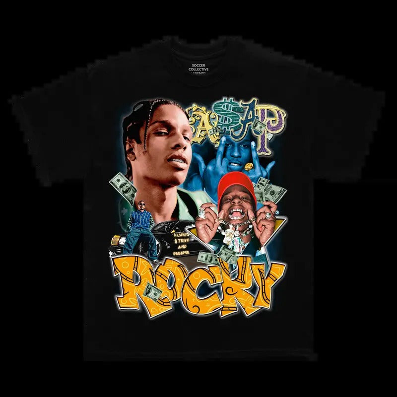 ASAP ROCKY T-Shirt 90s Vintage Rapper Graphic Tee Rap Hip Hop Y2k Merch Men Women Menswear Hoodie, Sweatshirt