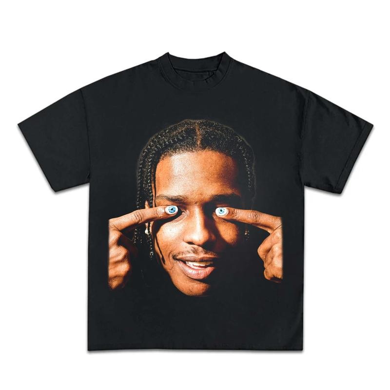 ASAP ROCKY T-Shirt Rapper Graphic Tee Rap Hip Hop Y2k Merch Men Women Menswear Top Medium Stylish Hoodie, Sweatshirt