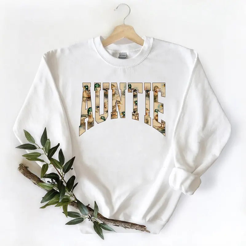 AUNTIE Mallard Duck Graphic Vintage Unisex T-shirt Hoodie Sweatshirt Pullover Cotton Hunting Season | HypeCrazeTee.com