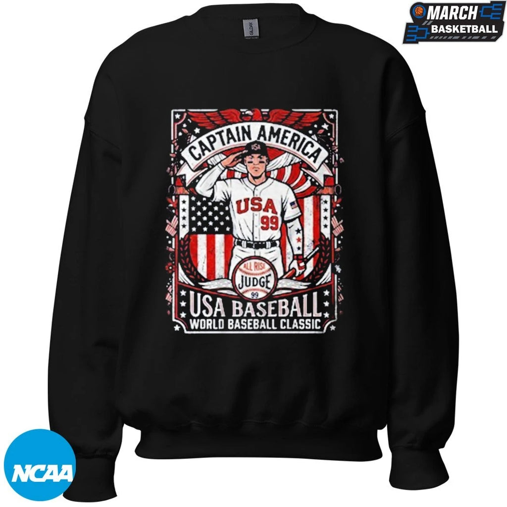 Aaron Judge Captain American Usa Baseball World Baseball Classic Player T-shirts