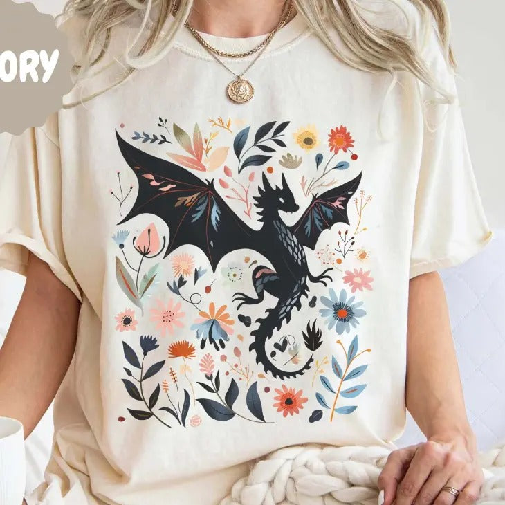 Abrax0s Flower Shirt, Fantasy Dragon Bookish Shirt, Boho Wjldflowers Cottagecore Shirt, Fantasy Book Lover Shirt, Book...