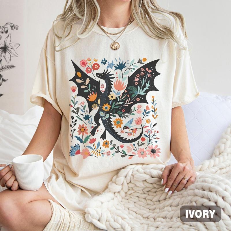 Abraxos Shirt, Abraxos Flower Tshirt, Throne Of Glass Flower Shirt, Book Lover Shirt, Fantasy Dragon shirt, Book Shirt,...
