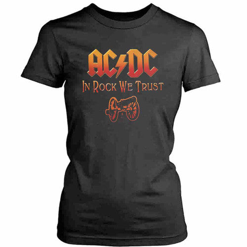 Acdc In Rock We Trust Vintage Womens T-Shirt Tee