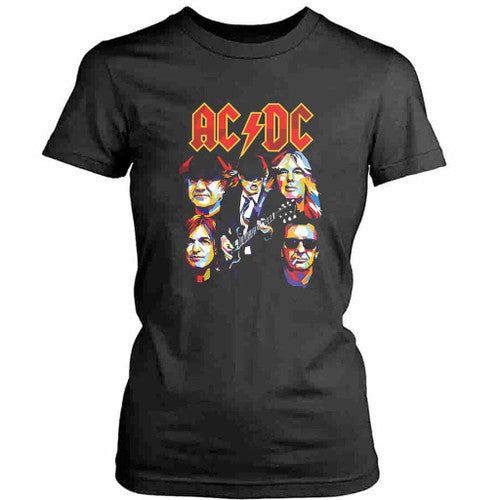 Acdc Retro Vintage Graphic Design Womens T-Shirt Tee