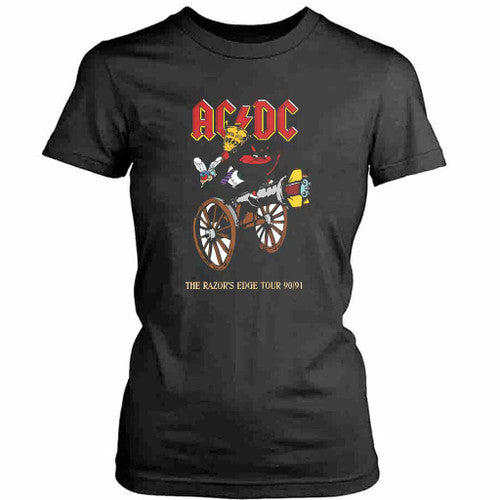 Acdc The Razors Edde Tour 90 91 Womens T-Shirt Tee